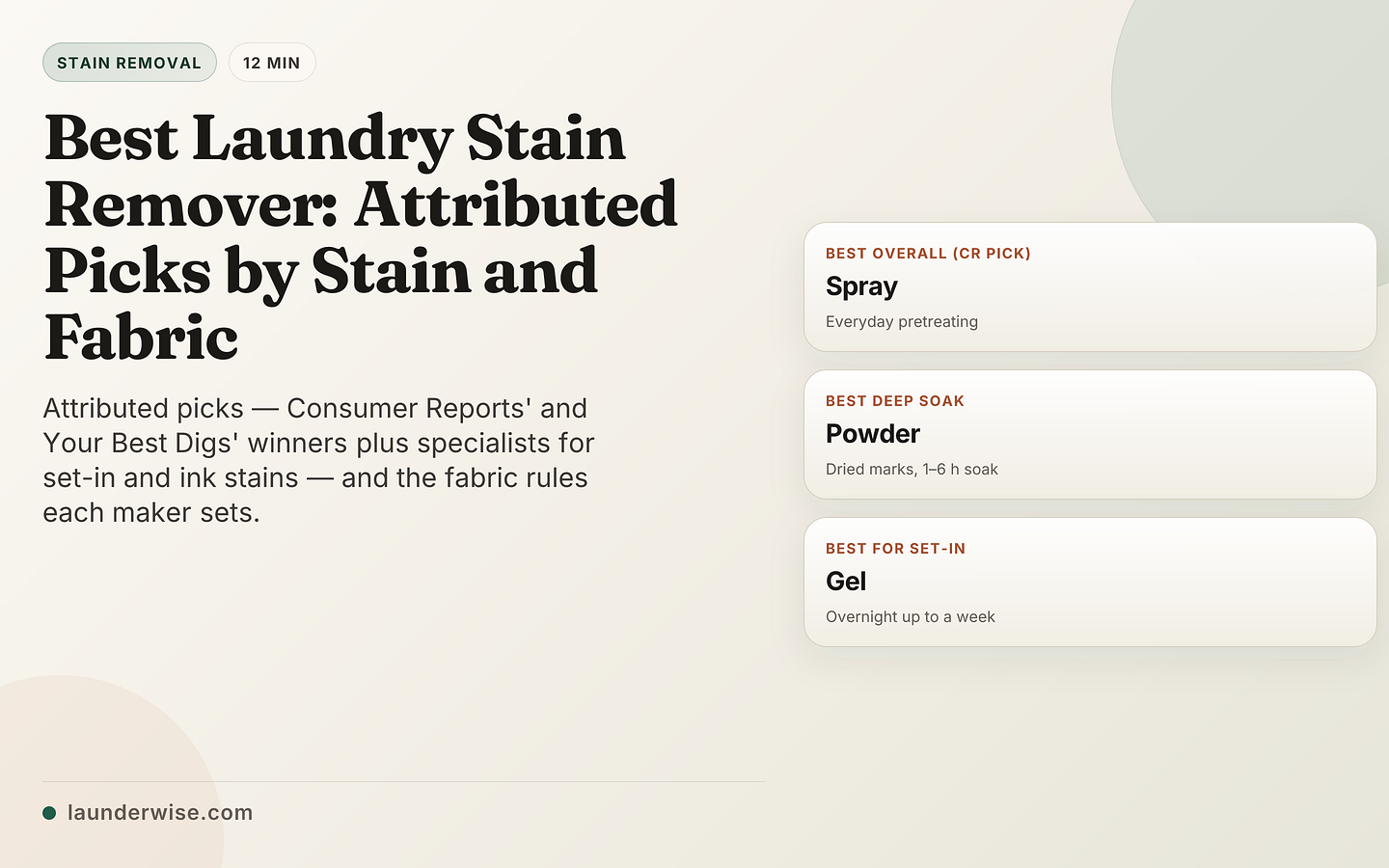 Best Laundry Stain Remover: Attributed Picks by Stain and Fabric