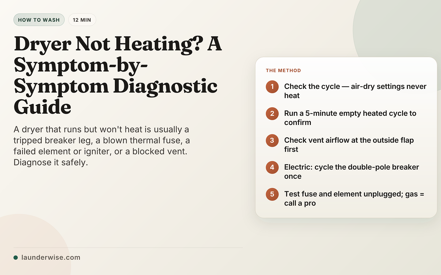 Dryer Not Heating? A Symptom-by-Symptom Diagnostic Guide
