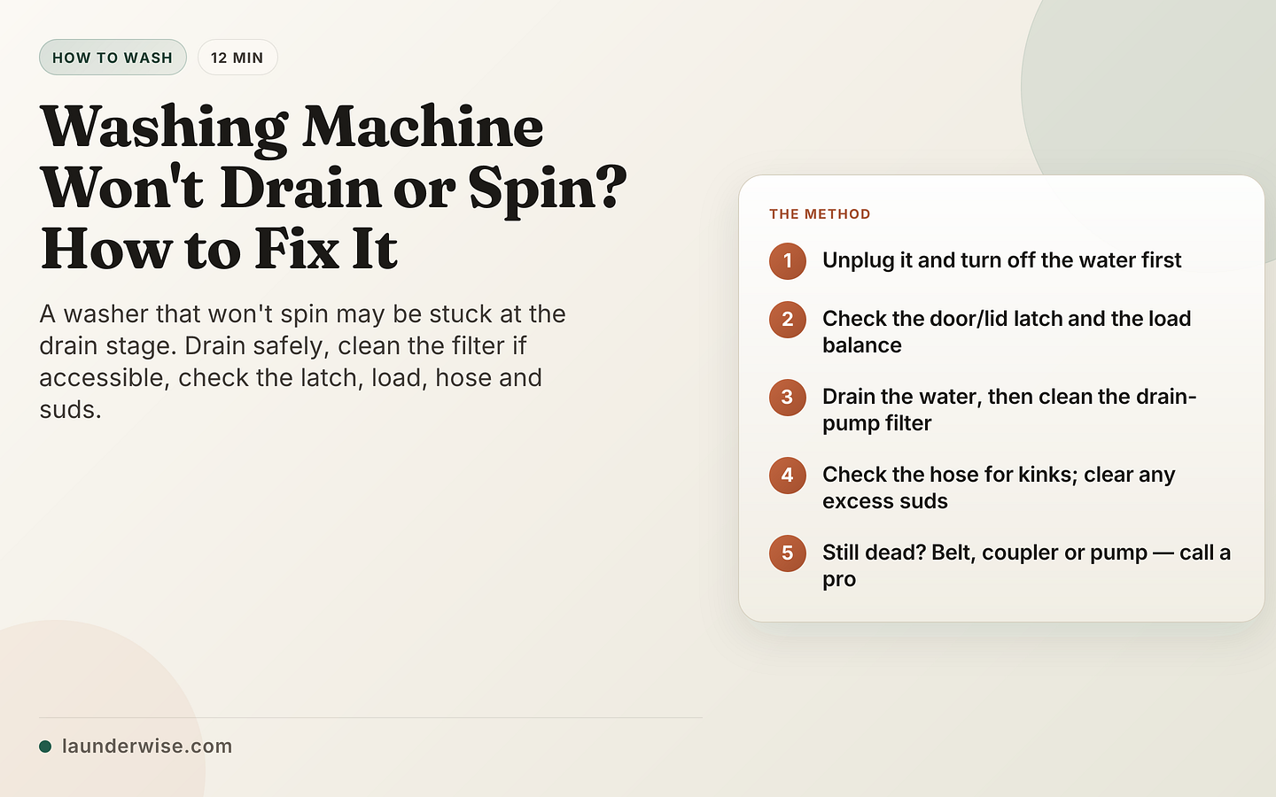 Washing Machine Won't Drain or Spin? How to Fix It